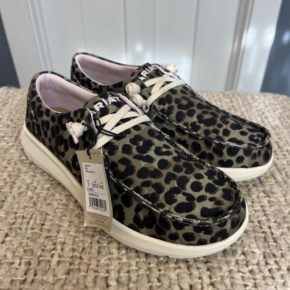 Ariat Shoes - NWT Ariat Women's Hilo Olive Leopard Print Slip On Loafer Shoes Size 7 NEW
